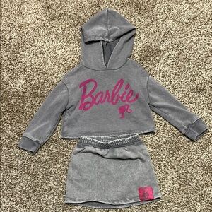 Barbie Gray and Pink Hoodie Sweatshirt and Skirt